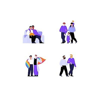 EPS 해외이미지 커플 남자 딸 행복 아들 어린이 일러스트 가족 관계 놀이 함께함 사랑 서기 미소 사람 소년 성인 반려동물 세트 걷기 고양이 육아 아빠 플랫 수집 보따리 걸음마 성소수자 해외일러스트 동물 감정 컨셉 포유류 모션 표정 파일형식 벡터 이미지허브