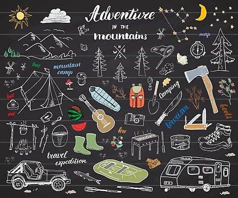 EPS 해외이미지 여행 백그라운드 신발 일러스트 텐트 캠핑도구 사람없음 야외 물 세트 장비 기타 공구 보트 숲 나침반 모닥불 바비큐 그림 도끼 트레일러 맥가이버칼 해외일러스트 자연요소 음식 배_교통 불 현악기 캠핑 도구 칼 파일형식 벡터 이미지허브