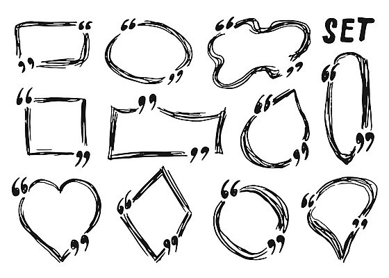 EPS 해외이미지 디자인 말풍선 일러스트 프레임 사람없음 세트 낙서 큰따옴표 해외일러스트 기호 파일형식 벡터 이미지허브