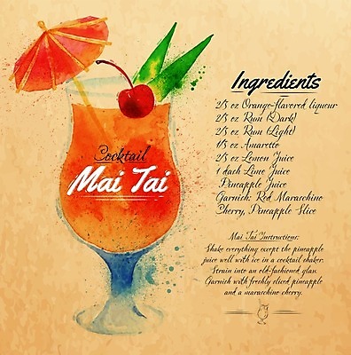 EPS 해외이미지 일러스트 설명 사람없음 칵테일 체리 손그림 레시피 종이우산 마이타이 매뉴얼 해외일러스트 과일 우산 모션 주류 파일형식 벡터 이미지허브