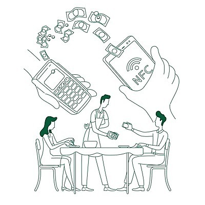 EPS 해외이미지 전신 손 여자 남자 지폐 의자 일러스트 식탁 무선통신 정보기술 서기 들기 앉기 성인 신체부위 세명 스마트폰 식당 스마트 라인아트 와이파이 결제 단말기 편리함 성인만 해외일러스트 선 가구 컨셉 돈 통신 모션 탁자 기술 사람 핸드폰 스마트기기 상점 무선인터넷 파일형식 벡터 이미지허브