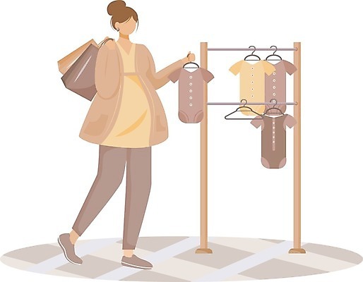 EPS 해외이미지 전신 라이프스타일 여자 일러스트 엄마 한명 서기 들기 성인 쇼핑 쇼핑백 임산부 임신 옷걸이 유아복 얼굴없음 성인여자한명만 해외일러스트 1 옷 가방 가족 모션 사람 생활 아기용품 여자한명만 성인여자만 파일형식 벡터 이미지허브