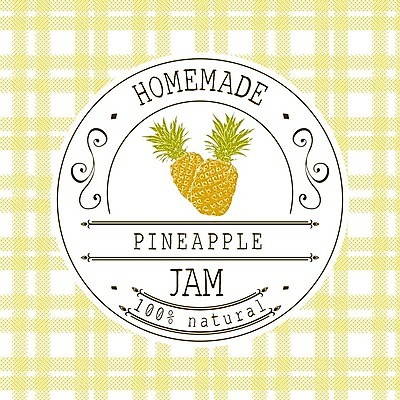 EPS 해외이미지 일러스트 사람없음 노란색 라벨 파인애플 체크무늬 원형프레임 과일잼 프레임일러스트 홈메이드 해외일러스트 컬러 무늬 과일 프레임 원형 잼 열대과일 만들기 파일형식 벡터 이미지허브 이미지허브