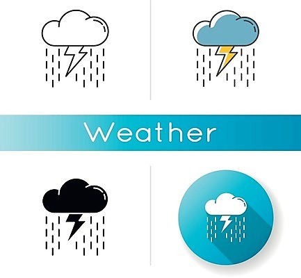 EPS 해외이미지 일러스트 날씨 사람없음 세트 원형 비 번개 비구름 해외일러스트 자연요소 도형 먹구름 파일형식 벡터 구름_자연 이미지허브