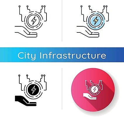 EPS 해외이미지 일러스트 사람없음 세트 원형 전기에너지 손모양 공급 해외일러스트 모양 도형 에너지 파일형식 벡터 손_신체부위 이미지허브