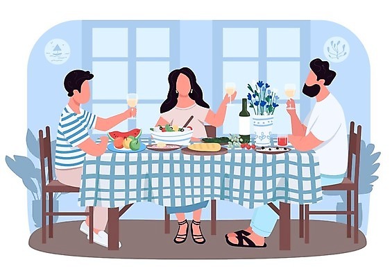 EPS 해외이미지 전신 여자 남자 화분 음식 하늘색 와인잔 의자 일러스트 창문 식탁 들기 앉기 성인 세명 꽃병 식사 저녁 와인병 얼굴없음 성인만 해외일러스트 꽃 가구 술잔 모션 탁자 병_용기 사람 파란색 와인 야간 파일형식 벡터 이미지허브