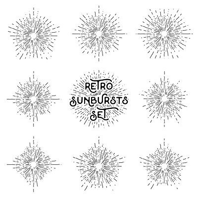 EPS 해외이미지 디자인 선 백그라운드 일러스트 추상 미술 사람없음 빛 세트 복고 방사형 스타일 효과 썬버스트 해외일러스트 무늬 문화예술 파일형식 벡터 이미지허브