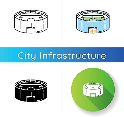 EPS 해외이미지 일러스트 사람없음 세트 스타디움 경기장 도시 원형 축구장 해외일러스트 도형 스포츠시설 파일형식 벡터 이미지허브