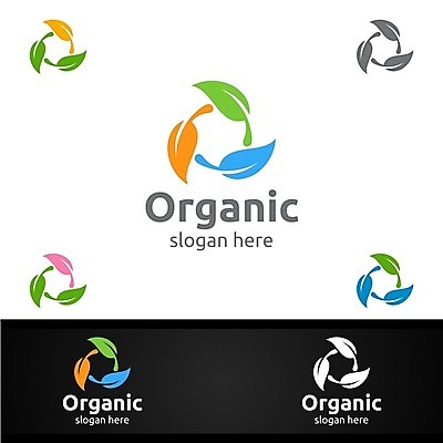 EPS 해외이미지 디자인 잎 사람없음 원형 심볼 에코 유기농 바이오 브랜딩 해외일러스트 도형 식물 웰빙 환경 파일형식 벡터 이미지허브