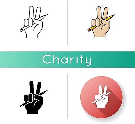 EPS 해외이미지 일러스트 들기 사람없음 세트 연필 자유 원형 브이 손모양 언론 해외일러스트 모양 도형 컨셉 모션 학용품 손짓 필기구 파일형식 벡터 손_신체부위 이미지허브