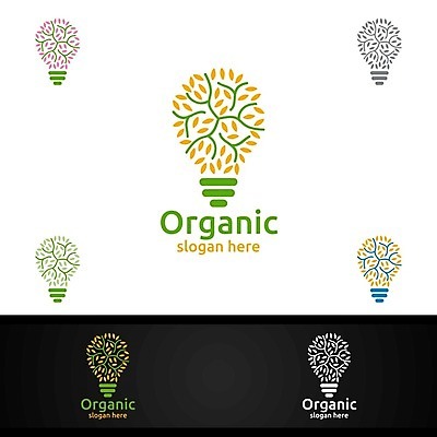 EPS 해외이미지 디자인 잎 전구 사람없음 심볼 에코 유기농 바이오 전구모양 브랜딩 해외일러스트 모양 식물 웰빙 환경 파일형식 벡터 이미지허브