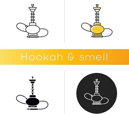 EPS 해외이미지 일러스트 사람없음 세트 원형 물담배 해외일러스트 도형 담배 파일형식 벡터 이미지허브