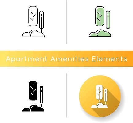 EPS 해외이미지 나무 공원 일러스트 사람없음 세트 원형 풀숲 해외일러스트 도형 식물 공공시설 숲 파일형식 벡터 이미지허브