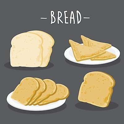 EPS 해외이미지 접시 백그라운드 일러스트 타이포그라피 사람없음 갈색 식빵 해외일러스트 문자 식기 빵 컬러 파일형식 벡터 이미지허브