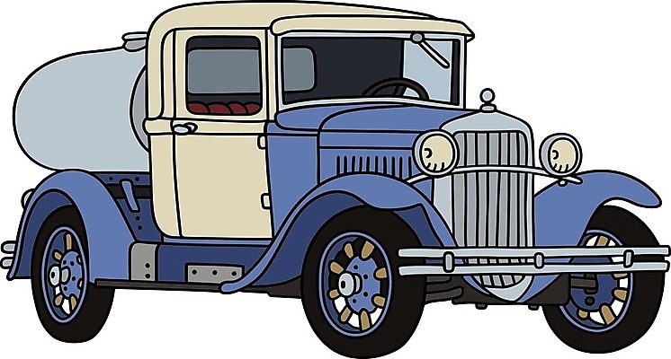 EPS 해외이미지 일러스트 자동차 사람없음 파란색 흰색 빈티지 클래식 복고 클래식카 탱크로리 해외일러스트 육상교통 컬러 컨셉 승용차 화물차 파일형식 벡터 이미지허브