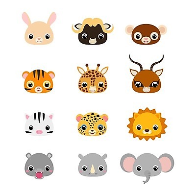 EPS 해외이미지 클립아트 동물 캐릭터 디자인 행복 포스터 얼굴 야생동물 어린이 일러스트 자연 코끼리 동물원 미술 그래픽 세트 컬러풀 머리 귀여움 원숭이 아기 생일 호랑이 플랫 인쇄 사자 만화 수집 기린 만족 얼룩말 코뿔소 가젤 고립 해외일러스트 일러캐릭터 기념일 감정 컬러 컨셉 포유류 문화예술 사람 신체부위 말 생태계 파일형식 벡터 이미지허브