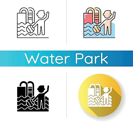 EPS 해외이미지 일러스트 사다리 사람모양 수영장 들기 사람없음 물 세트 손들기 원형 비치볼 워터파크 해외일러스트 자연요소 모양 도형 공 모션 바캉스용품 도구 파일형식 벡터 이미지허브