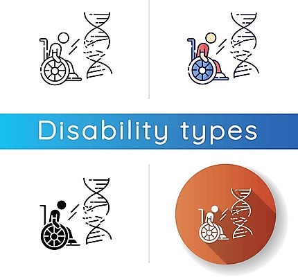 EPS 해외이미지 일러스트 사람모양 앉기 사람없음 세트 원형 DNA 장애인 휠체어 유전 해외일러스트 모양 도형 모션 생명공학 장애 파일형식 벡터 이미지허브