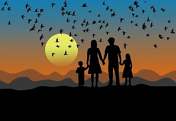 EPS 해외이미지 나무 딸 행복 실루엣 아들 어린이 백그라운드 일러스트 가족 자연 조류 하늘 엄마 산 함께함 사랑 서기 사람 소년 야외 태양 검은색 일몰 산책 아빠 해외일러스트 자연요소 식물 동물 남자 감정 컬러 컨셉 관계 모션 휴식 촬영기법 노을 생태계 파일형식 벡터 이미지허브