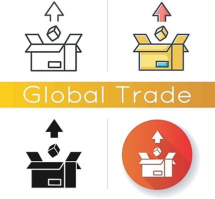 EPS 해외이미지 화살표 일러스트 사람없음 세트 상자 오픈 원형 꺼내기 국제무역 해외일러스트 도형 모션 무역 파일형식 벡터 이미지허브