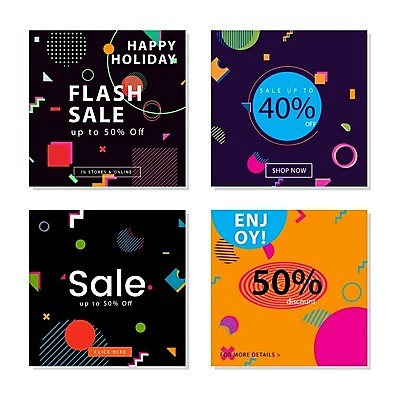 EPS 해외이미지 일러스트 추상 타이포그라피 사람없음 쇼핑 세트 세일 검은색 주황색 남색 멤피스디자인 해외일러스트 문자 디자인 컬러 무늬 파일형식 벡터 이미지허브