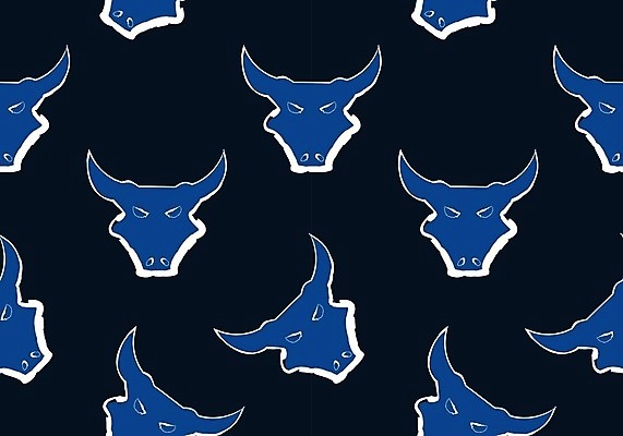 EPS 해외이미지 동물 계절 포스터 백그라운드 패턴 일러스트 미술 파란색 머리 낙서 인쇄 그림 황소 해외일러스트 컬러 무늬 문화예술 신체부위 소 파일형식 벡터 이미지허브