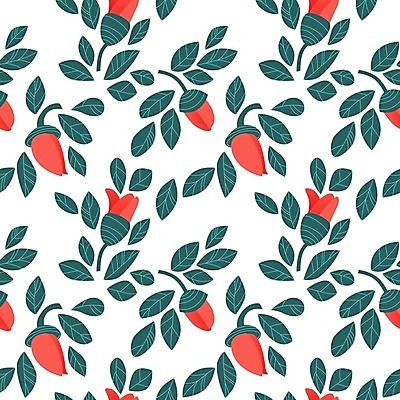 EPS 해외이미지 식물 디자인 꽃잎 꽃 백그라운드 잎 꽃무늬 패턴 일러스트 벽지 그래픽 장식 빨간색 파란색 나뭇가지 점 화려 낙서 흰배경 그림 구성 스타일 해외일러스트 나무 컬러 컨셉 무늬 흰색 파일형식 벡터 이미지허브