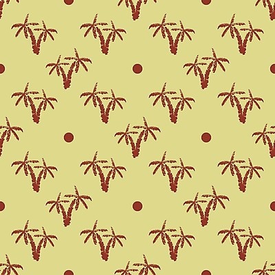 EPS 해외이미지 패턴 일러스트 사람없음 야자수 물방울무늬 빈티지 스케치 손그림 노란배경 버건디 해외일러스트 나무 백그라운드 컨셉 무늬 미술 빨간색 노란색 파일형식 벡터 이미지허브