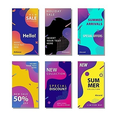 EPS 해외이미지 디자인 세로배너 일러스트 추상 타이포그라피 사람없음 파란색 쇼핑 세트 노란색 세일 보라색 해외일러스트 문자 배너 컬러 무늬 세로 파일형식 벡터 이미지허브