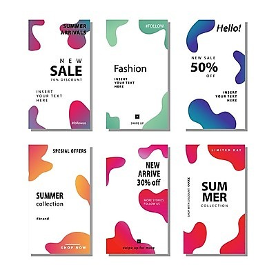 EPS 해외이미지 디자인 세로배너 분홍색 일러스트 추상 타이포그라피 사람없음 초록색 파란색 쇼핑 세트 세일 흰색 해외일러스트 문자 배너 컬러 무늬 세로 파일형식 벡터 이미지허브