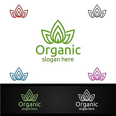 EPS 해외이미지 디자인 잎 꽃무늬 라인일러스트 사람없음 원형 심볼 에코 유기농 바이오 브랜딩 해외일러스트 도형 식물 웰빙 꽃 무늬 일러스트 환경 파일형식 벡터 이미지허브