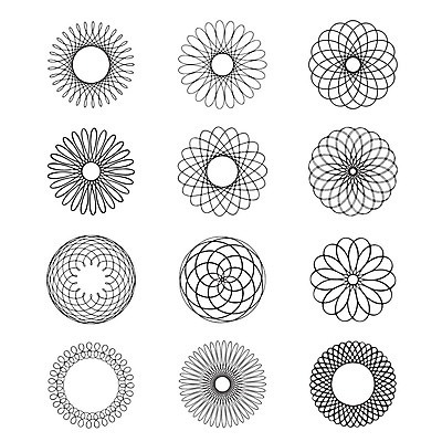 EPS 해외이미지 모양 꽃 실루엣 선 꽃무늬 패턴 일러스트 프레임 나선형 장식 수확 소용돌이 원형 화려 그리기 문신 심볼 사인 복고 대칭 만다라 엘리먼트 해외일러스트 도형 식물 컨셉 무늬 농업 모션 촬영기법 회오리 파일형식 벡터 이미지허브