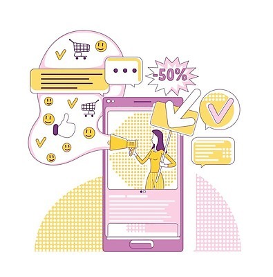 EPS 해외이미지 여자 화살표 말풍선 일러스트 비즈니스 표정 한명 들기 상반신 성인 스마트폰 노란색 보라색 확성기 팻말 라인아트 체크표시 성인여자한명만 해외일러스트 1 선 컬러 모션 프레임 사람 핸드폰 스마트기기 확인 여자한명만 성인여자만 파일형식 벡터 이미지허브