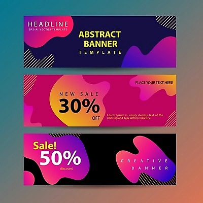 EPS 해외이미지 디자인 가로배너 분홍색 일러스트 추상 타이포그라피 사람없음 쇼핑 세트 세일 검은색 남색 해외일러스트 문자 배너 컬러 무늬 가로 파일형식 벡터 이미지허브