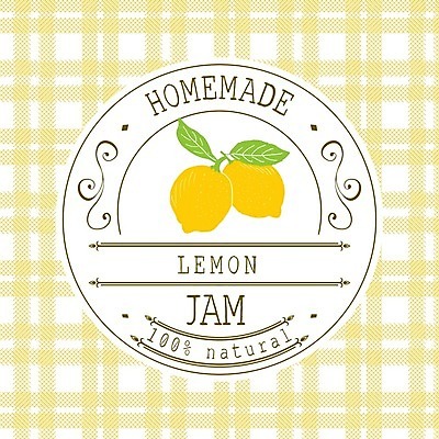 EPS 해외이미지 일러스트 사람없음 노란색 라벨 레몬 체크무늬 원형프레임 과일잼 프레임일러스트 홈메이드 해외일러스트 컬러 무늬 과일 프레임 원형 잼 만들기 파일형식 벡터 이미지허브