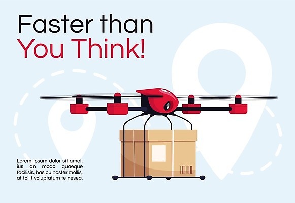 EPS 해외이미지 일러스트 사람없음 상품 배송 서비스 택배 택배상자 드론 무인택배 해외일러스트 상자 운송업 무인기계 파일형식 벡터 이미지허브