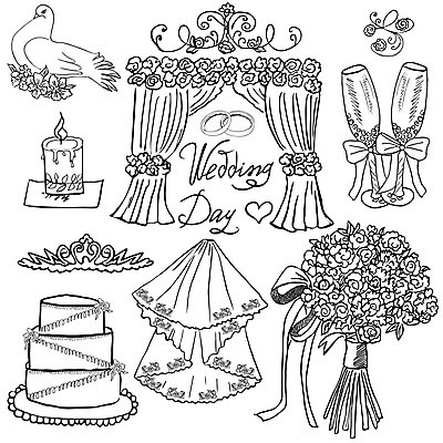 EPS 해외이미지 선 부케 일러스트 결혼식 면사포 사람없음 세트 웨딩케이크 비둘기 결혼반지 손그림 엘리먼트 해외일러스트 꽃다발 결혼 조류 케이크 반지 결혼소품 파일형식 벡터 이미지허브