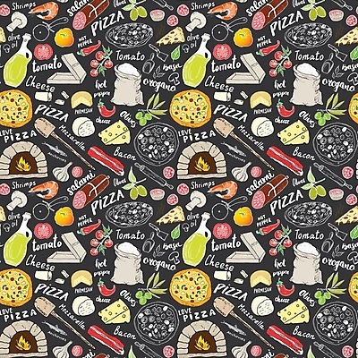 EPS 해외이미지 디자인 패턴 토마토 일러스트 치즈 피자 마늘 사람없음 패턴백그라운드 올리브오일 그림 올리브 밀가루 베이컨 토마토소스 모짜렐라치즈 살라미 피자주걱 화덕 해외일러스트 열매 백그라운드 무늬 채소 유제품 패스트푸드 서양음식 돼지고기 소스_음식 기름_음식 가루 주걱 화로 파일형식 벡터 이미지허브