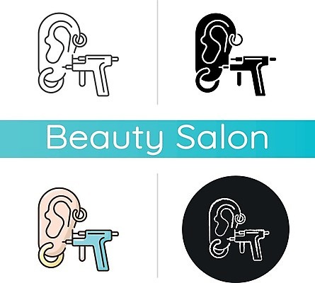 EPS 해외이미지 일러스트 사람없음 세트 귀걸이 원형 귀 피어싱 해외일러스트 도형 장신구 신체부위 파일형식 벡터 이미지허브