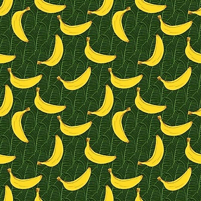 EPS 해외이미지 패턴 일러스트 바나나 사람없음 노란색 빈티지 스케치 손그림 바나나잎 초록배경 해외일러스트 컬러 백그라운드 컨셉 잎 무늬 과일 미술 초록색 파일형식 벡터 이미지허브