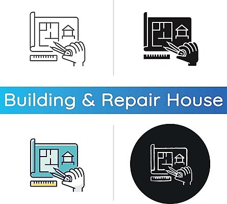 EPS 해외이미지 건축 일러스트 자 사람없음 세트 설계도 원형 수리 손모양 컴파스 리모델링 해외일러스트 모양 도형 문구용품 건설업 파일형식 벡터 손_신체부위 이미지허브