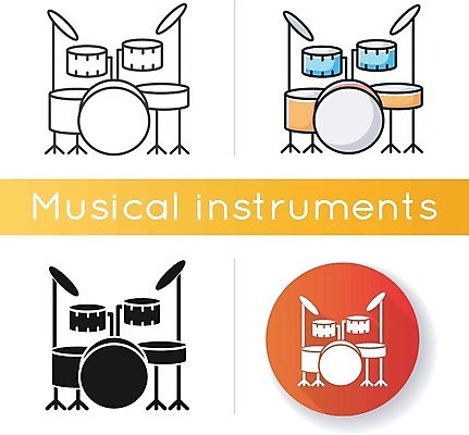 EPS 해외이미지 음악 일러스트 사람없음 세트 원형 드럼 해외일러스트 도형 문화예술 타악기 파일형식 벡터 이미지허브