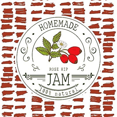 EPS 해외이미지 열매 일러스트 사람없음 라벨 잼 허브 직선 원형프레임 반복무늬 프레임일러스트 홈메이드 버건디 해외일러스트 식물 선 프레임 빨간색 원형 소스_음식 만들기 파일형식 벡터 이미지허브