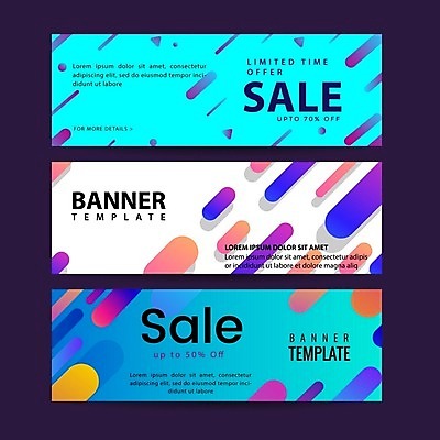 EPS 해외이미지 디자인 가로배너 일러스트 추상 타이포그라피 사람없음 파란색 쇼핑 세트 세일 흰색 해외일러스트 문자 배너 컬러 무늬 가로 파일형식 벡터 이미지허브