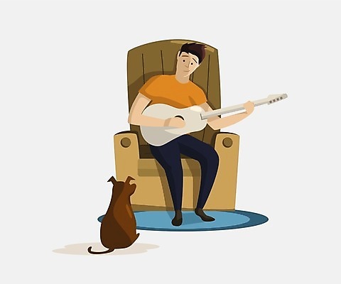 EPS 해외이미지 라이프스타일 남자 포스터 음악 리플렛 일러스트 노래 놀이 창조 한명 미소 앉기 성인 취미 장식 반려동물 라벨 소리 음악가 기구 기타 신용카드 개 사인 레이아웃 안락의자 걸레 기타리스트 멜로디 스타일 성인남자한명만 현실 해외일러스트 동물 직업 1 의자 포유류 모션 현악기 문화예술 프레임 표정 사람 생활 금융 연주자 청소도구 남자한명만 성인남자만 파일형식 벡터 이미지허브