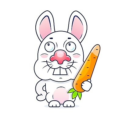 EPS 해외이미지 동물캐릭터 일러스트 들기 사람없음 당근 토끼 해외일러스트 일러캐릭터 동물 캐릭터 포유류 모션 뿌리채소 반려동물 파일형식 벡터 이미지허브