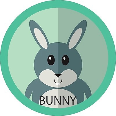 EPS 해외이미지 한마리 동물캐릭터 일러스트 사람없음 토끼 원형 심볼 민트색 해외일러스트 일러캐릭터 도형 동물 캐릭터 1 컬러 포유류 반려동물 파일형식 벡터 이미지허브