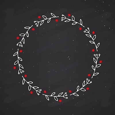 EPS 해외이미지 크리스마스 일러스트 사람없음 검은색 원형프레임 호랑가시나무열매 해외일러스트 기념일 열매 컬러 프레임 원형 파일형식 벡터 이미지허브