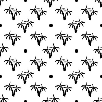 EPS 해외이미지 패턴 일러스트 흑백 사람없음 야자수 물방울무늬 빈티지 스케치 손그림 해외일러스트 나무 컨셉 무늬 촬영기법 미술 파일형식 벡터 이미지허브