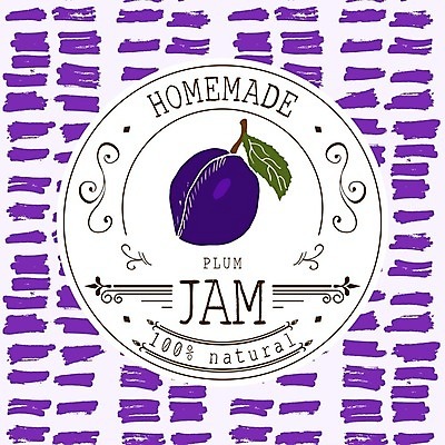 EPS 해외이미지 일러스트 사람없음 라벨 보라색 직선 원형프레임 과일잼 반복무늬 서양자두 프레임일러스트 홈메이드 해외일러스트 선 컬러 프레임 원형 잼 만들기 파일형식 벡터 이미지허브